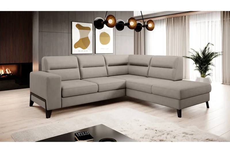 Anglika Soffa m. Schäslong 4-sits, Beige