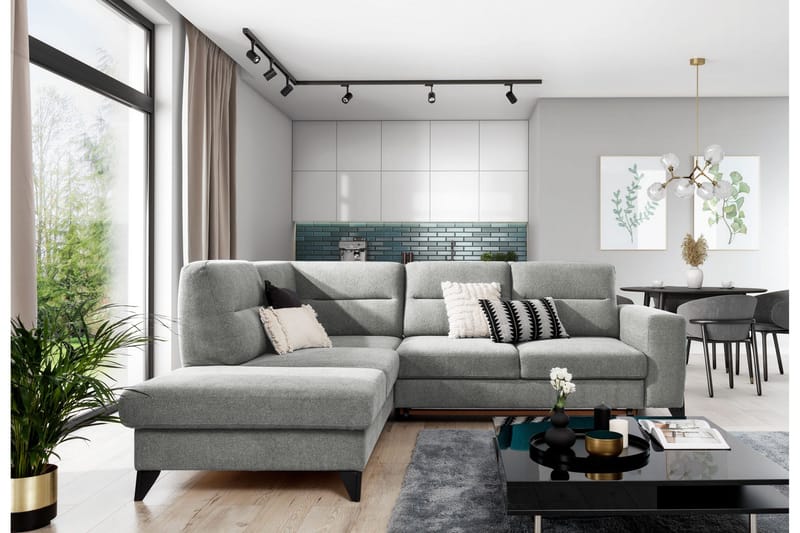 Anglika Soffa m. Schäslong 4-sits - Grå - Möbler - Soffa - Divansoffa & schäslongsoffa - 4 sits soffa med divan