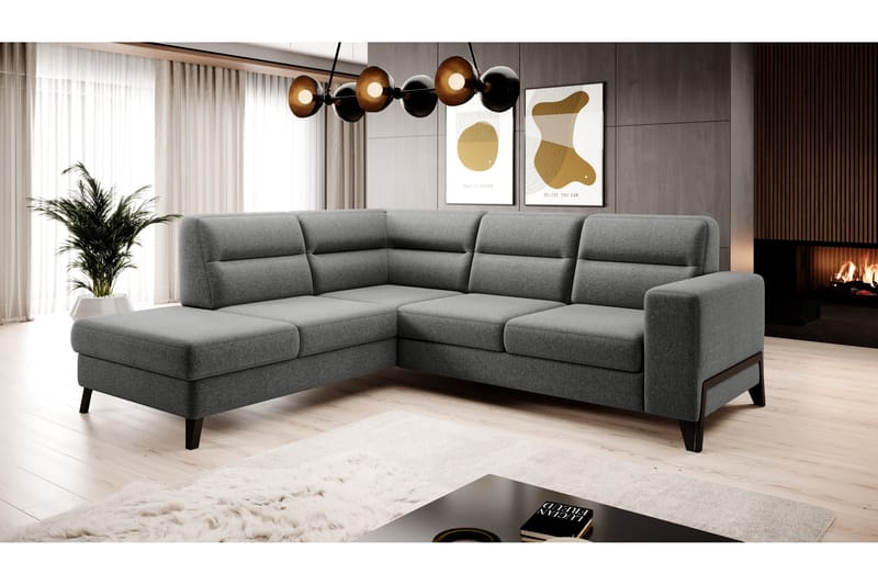 Anglika Soffa m. Schäslong 4-sits - Grå - Möbler - Soffa - Divansoffa & schäslongsoffa - 4 sits soffa med divan