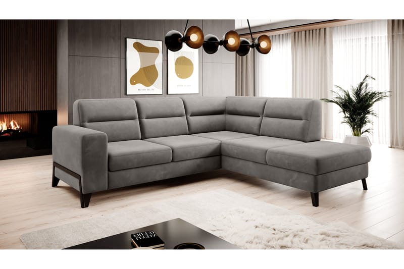 Anglika Soffa m. Schäslong 4-sits - Grå - Möbler - Soffa - Divansoffa & schäslongsoffa - 4 sits soffa med divan