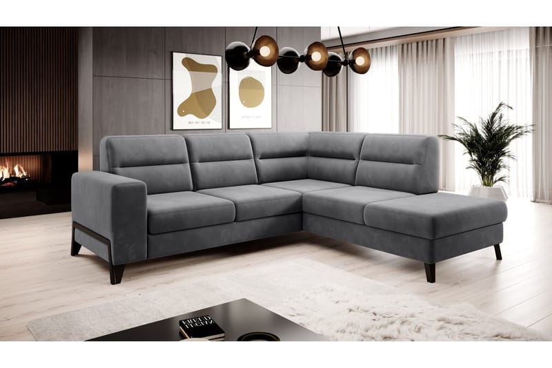Anglika Soffa m. Schäslong 4-sits - Grå - Möbler - Soffa - Divansoffa & schäslongsoffa - 4 sits soffa med divan