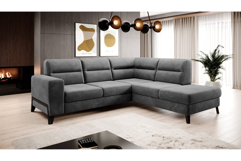 Anglika Soffa m. Schäslong 4-sits - Grå - Möbler - Soffa - Divansoffa & schäslongsoffa - 4 sits soffa med divan