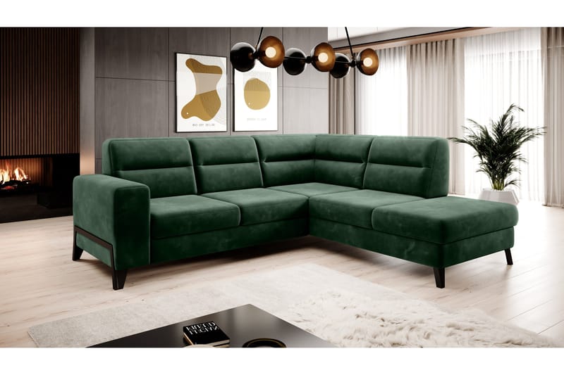 Anglika Soffa m. Schäslong 4-sits - Grön - Möbler - Soffa - Divansoffa & schäslongsoffa - 4 sits soffa med divan