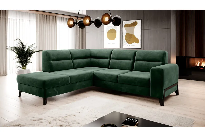 Anglika Soffa m. Schäslong 4-sits - Grön - Möbler - Soffa - Divansoffa & schäslongsoffa - 4 sits soffa med divan