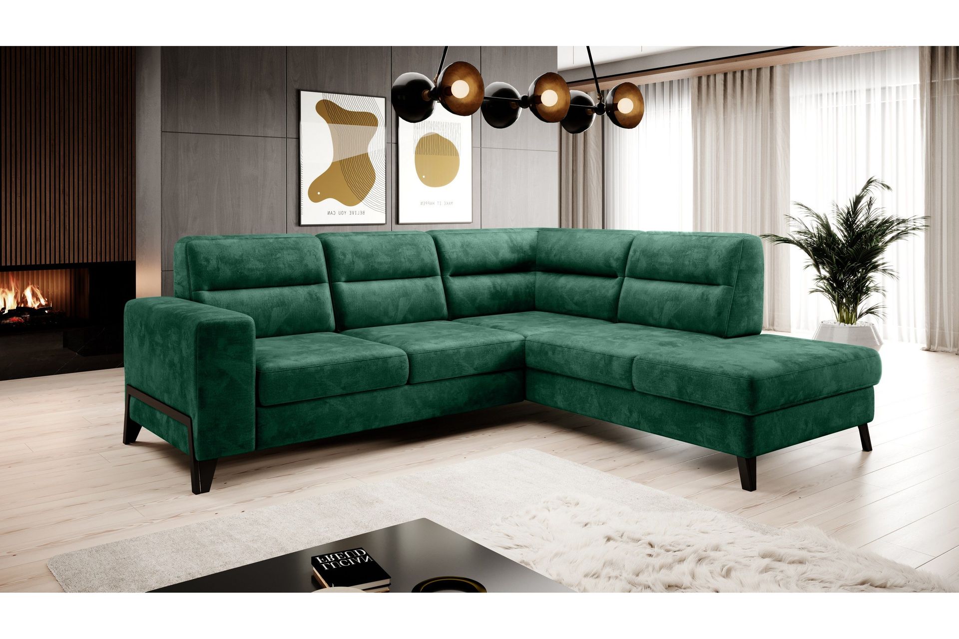 Anglika Soffa m. Schäslong 4-sits Grön - Möbler | Chilli