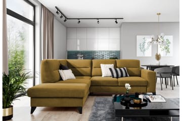 Anglika Soffa m. Schäslong 4-sits - Gul - Möbler - Soffa - Divansoffa & schäslongsoffa - 4 sits soffa med divan