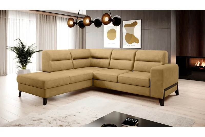Anglika Soffa m. Schäslong 4-sits - Gul - Möbler - Soffa - Divansoffa & schäslongsoffa - 4 sits soffa med divan
