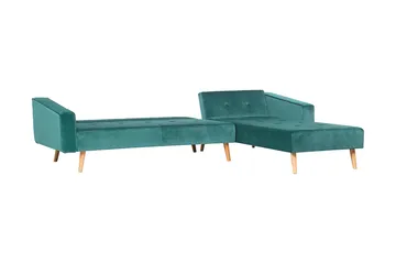 Arrika Hörnsoffa Vänster Sammet - Grön - Möbler - Soffa - Divansoffa & schäslongsoffa - 4 sits soffa med divan
