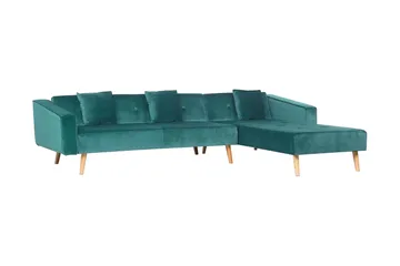 Arrika Hörnsoffa Vänster Sammet - Grön - Möbler - Soffa - Divansoffa & schäslongsoffa - 4 sits soffa med divan