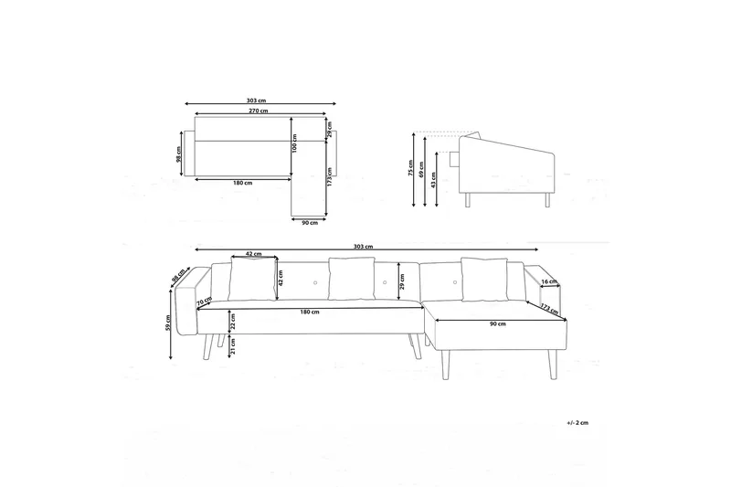 Arrika Hörnsoffa Vänster Sammet - Grön - Möbler - Soffa - Divansoffa & schäslongsoffa - 4 sits soffa med divan