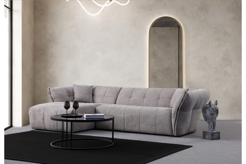 Azzo 4-sits Soffa med Divan - Ljusgrå - Möbler - Soffa - Divansoffa & schäslongsoffa - 4 sits soffa med divan