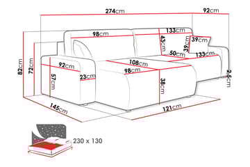 Barile Soffa med Divan 3-sits - Beige - Möbler - Soffa - Divansoffa & schäslongsoffa - 3 sits soffa med divan