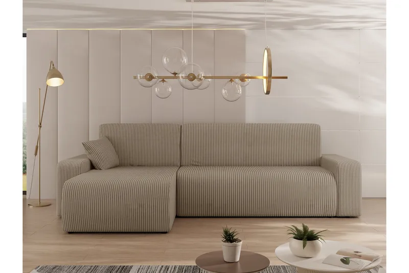 Barile Soffa med Divan 3-sits - Beige - Möbler - Soffa - Divansoffa & schäslongsoffa - 3 sits soffa med divan