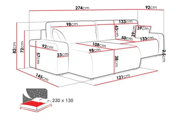 Barile Soffa med Divan 3-sits - Blå - Möbler - Soffa - Divansoffa & schäslongsoffa - 3 sits soffa med divan