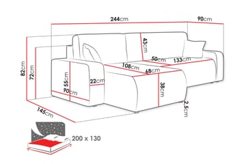 Barile Soffa med Divan 3-sits - Grå - Möbler - Soffa - Divansoffa & schäslongsoffa - 3 sits soffa med divan
