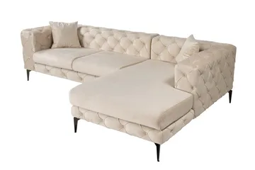 Beachport 3-sits Soffa med Divan Höger - Beige - Möbler - Soffa - Divansoffa & schäslongsoffa - 3 sits soffa med divan
