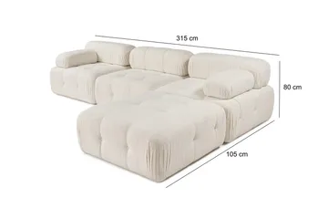 Belgin Bubblig Divansoffa 3-sits 315 cm med utfällbara armstöd och ryggstöd - Ljus / Beige - Möbler - Soffa - Modulsoffa - Komplett modulsoffa