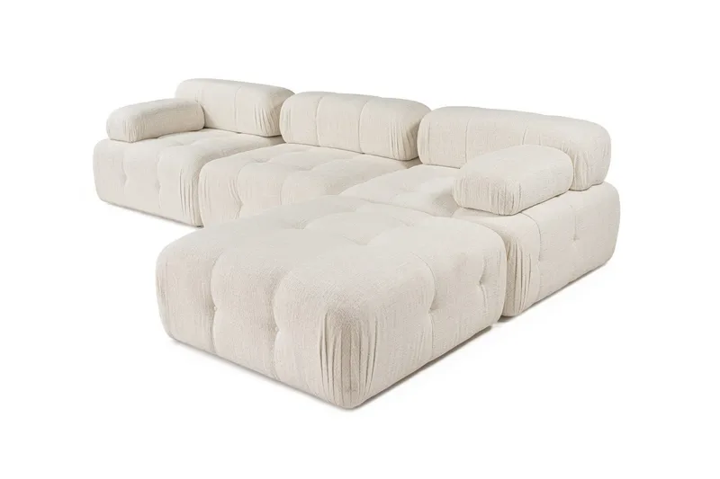 Belgin Bubblig Divansoffa 3-sits 315 cm med utfällbara armstöd och ryggstöd - Ljus / Beige - Möbler - Soffa - Divansoffa & schäslongsoffa - 4 sits soffa med divan