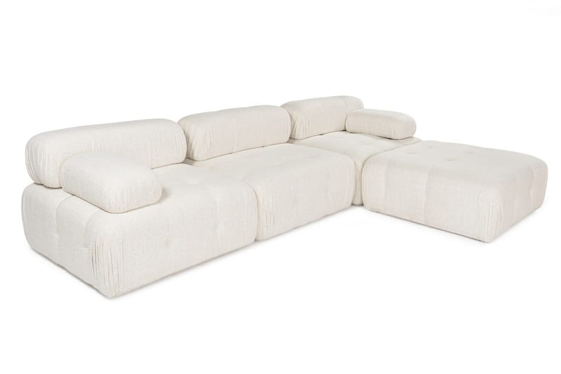 Belgin Bubblig Divansoffa 3-sits 315 cm med utfällbara armstöd och ryggstöd - Ljus / Beige - Möbler - Soffa - Modulsoffa - Komplett modulsoffa