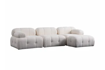 Belgin Bubblig Divansoffa 3-sits med fasta armstöd - Vit - Möbler - Soffa - Modulsoffa - Komplett modulsoffa