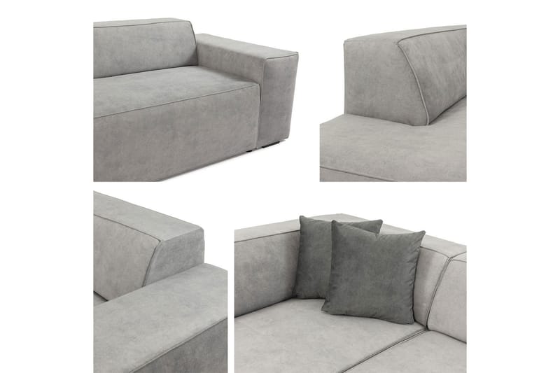 Bezvez 6-sits Soffa Höger - Ljusgrå - 4 sits soffa med divan - Sammetssoffa - Divansoffa & schäslongsoffa