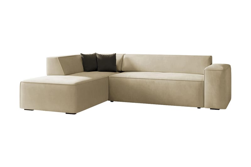 Bezvez 6-sits Soffa Vänster - Beige - 4 sits soffa med divan - Sammetssoffa - Divansoffa & schäslongsoffa