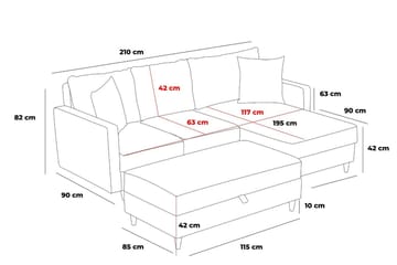 Braneles Soffa m. Divan 4-sits - Antracit - Möbler - Soffa - Divansoffa & schäslongsoffa - 4 sits soffa med divan