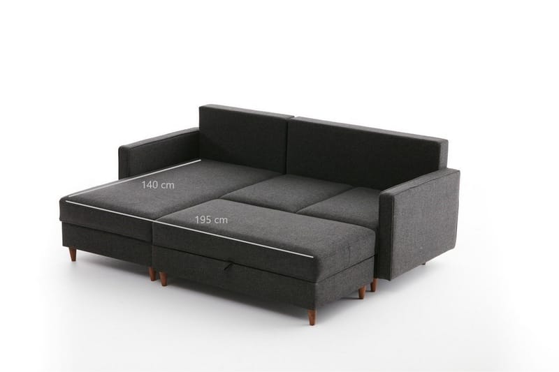 Braneles Soffa m. Divan 4-sits - Antracit - Möbler - Soffa - Divansoffa & schäslongsoffa - 4 sits soffa med divan