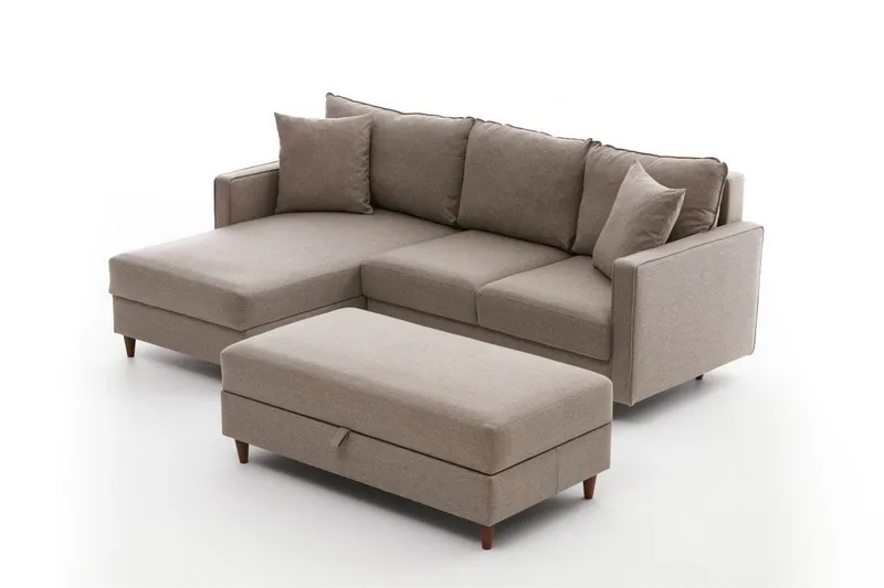 Braneles Soffa m. Divan 4-sits, Beige