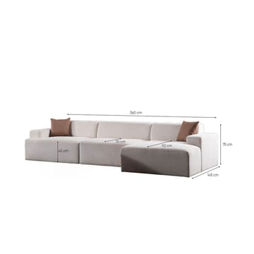 Branorin 4-sits Soffa med Divan - Vit - Möbler - Soffa - Divansoffa & schäslongsoffa - 4 sits soffa med divan