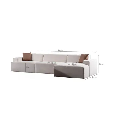 Branorin 4-sits Soffa med Divan - Vit - Möbler - Soffa - Divansoffa & schäslongsoffa - 4 sits soffa med divan