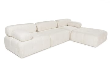 Bubblig Divansoffa 3-sits Belgin 315 cm med utfällbara armstöd och ryggstöd - Ljusbeige - Möbler - Soffa - Divansoffa & schäslongsoffa - 4 sits soffa med divan
