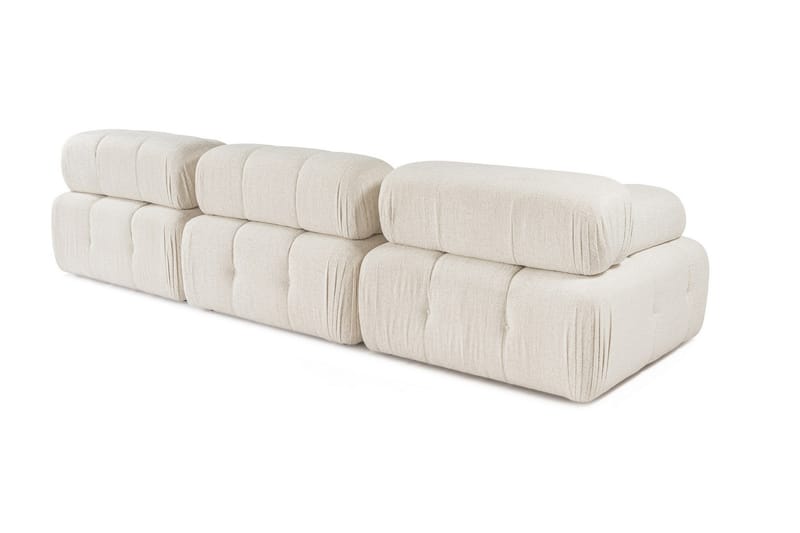 Bubblig Divansoffa 3-sits Belgin 315 cm med utfällbara armstöd och ryggstöd - Ljusbeige - Möbler - Soffa - Divansoffa & schäslongsoffa - 4 sits soffa med divan