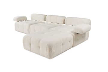 Bubblig Divansoffa 3-sits Belgin 315 cm med utfällbara armstöd och ryggstöd - Ljusbeige - Möbler - Soffa - Divansoffa & schäslongsoffa - 4 sits soffa med divan