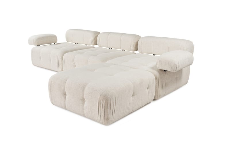 Bubblig Divansoffa 3-sits Belgin 315 cm med utfällbara armstöd och ryggstöd - Ljusbeige - Möbler - Soffa - Divansoffa & schäslongsoffa - 4 sits soffa med divan