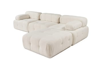 Bubblig Divansoffa 3-sits Belgin 315 cm med utfällbara armstöd och ryggstöd - Ljusbeige - Möbler - Soffa - Divansoffa & schäslongsoffa - 4 sits soffa med divan