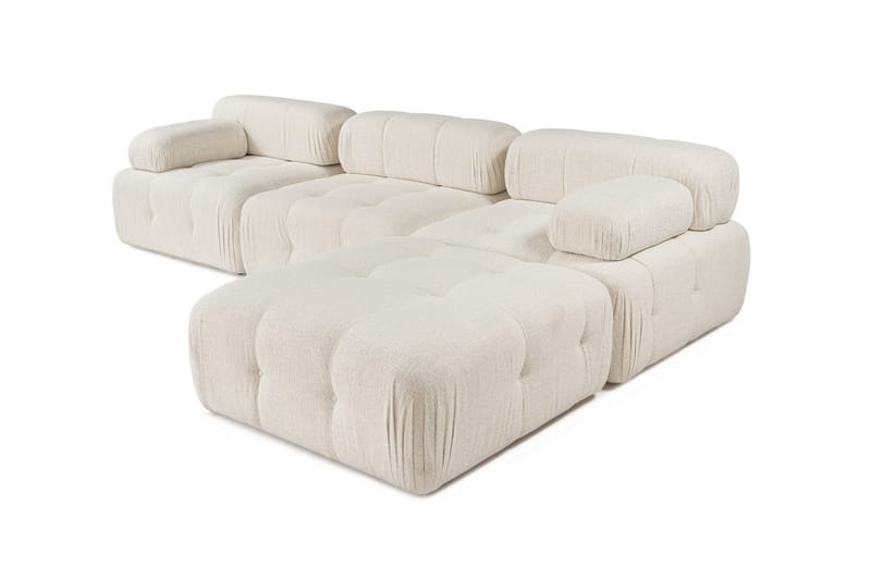 Bubblig Divansoffa 3-sits Belgin 315 cm med utfällbara armstöd och ryggstöd - Ljusbeige - Möbler - Soffa - Divansoffa & schäslongsoffa - 4 sits soffa med divan