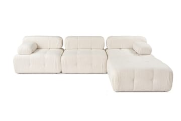 Bubblig Divansoffa 3-sits Belgin 315 cm med utfällbara armstöd och ryggstöd - Ljusbeige - Möbler - Soffa - Divansoffa & schäslongsoffa - 4 sits soffa med divan