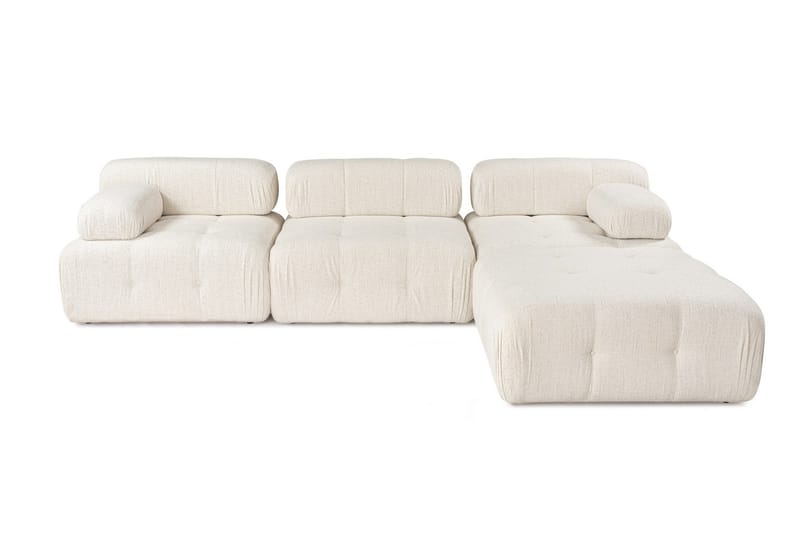 Bubblig Divansoffa 3-sits Belgin 315 cm med utfällbara armstöd och ryggstöd - Ljusbeige - Möbler - Soffa - Divansoffa & schäslongsoffa - 4 sits soffa med divan
