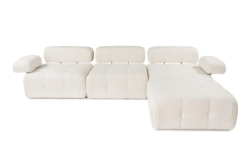 Bubblig Divansoffa 3-sits Belgin 315 cm med utfällbara armstöd och ryggstöd - Ljusbeige - Möbler - Soffa - Divansoffa & schäslongsoffa - 4 sits soffa med divan