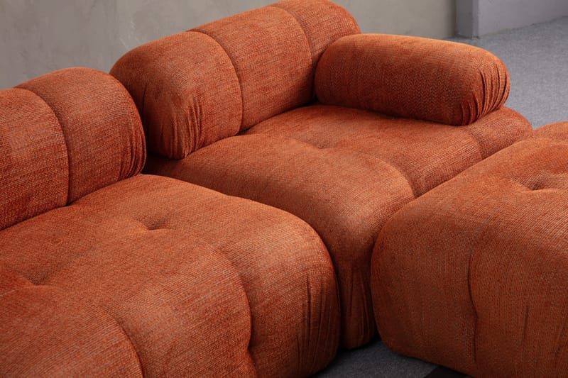 Bubblig Divansoffa Belgin 3-sits med fasta armstöd - Orange - Möbler - Soffa - Divansoffa & schäslongsoffa - 3 sits soffa med divan