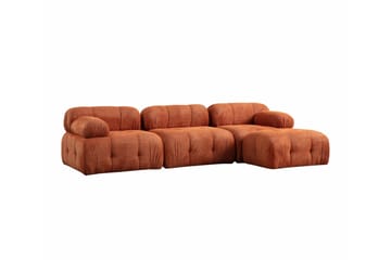 Bubblig Divansoffa Belgin 3-sits med fasta armstöd - Orange - Möbler - Soffa - Divansoffa & schäslongsoffa - 3 sits soffa med divan