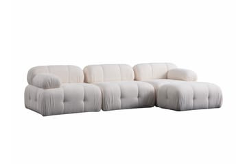 Bubblig Divansoffa Belgin 3-sits med fasta armstöd - Vit - Möbler - Soffa - Divansoffa & schäslongsoffa - 3 sits soffa med divan