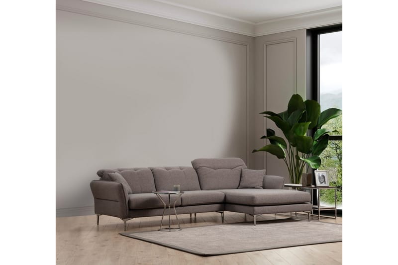 Chandara Soffa m. Divan 3-sits - Grå - Möbler - Soffa - Divansoffa & schäslongsoffa - 3 sits soffa med divan