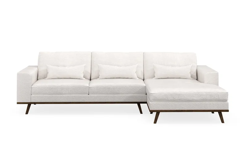 Copenhagen 4-sits Högervänd L-formad Divansoffa i Bouclé - Vit - Möbler - Soffa - Divansoffa & schäslongsoffa - 4 sits soffa med divan