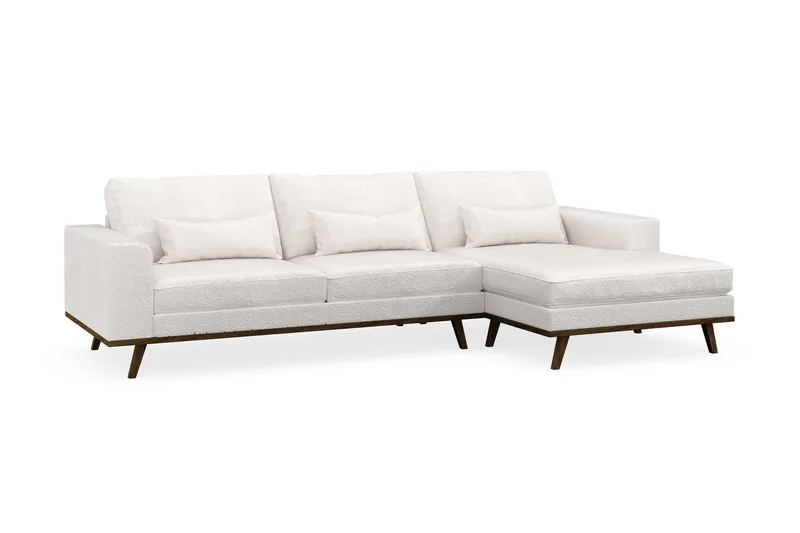 Copenhagen 4-sits Högervänd L-formad Divansoffa i Bouclé - Vit - Möbler - Soffa - Divansoffa & schäslongsoffa - 4 sits soffa med divan