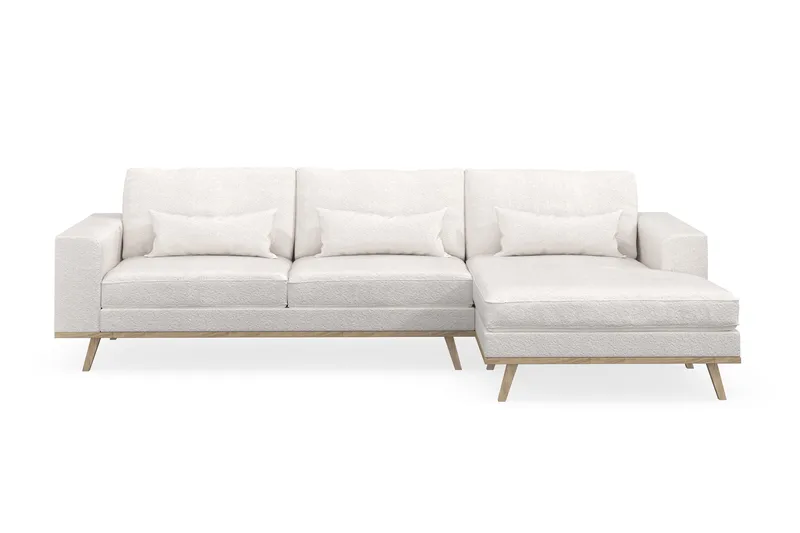 Copenhagen 4-sits Högervänd L-formad Divansoffa i Bouclé - Vit - Möbler - Soffa - Divansoffa & schäslongsoffa - 4 sits soffa med divan