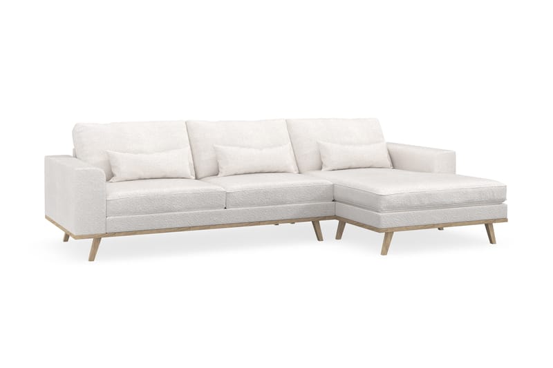 Copenhagen 4-sits Högervänd L-formad Divansoffa i Bouclé - Vit - Möbler - Soffa - Divansoffa & schäslongsoffa - 4 sits soffa med divan