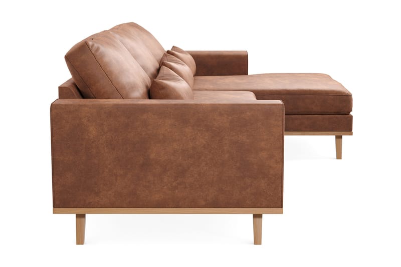 Copenhagen 4-sits Högervänd L-formad Divansoffa i Konstläder - Brun - Möbler - Soffa - Divansoffa & schäslongsoffa - 4 sits soffa med divan
