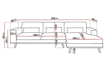 Copenhagen 4-sits Högervänd L-formad Divansoffa i Konstläder - Brun - Möbler - Soffa - Divansoffa & schäslongsoffa - 4 sits soffa med divan